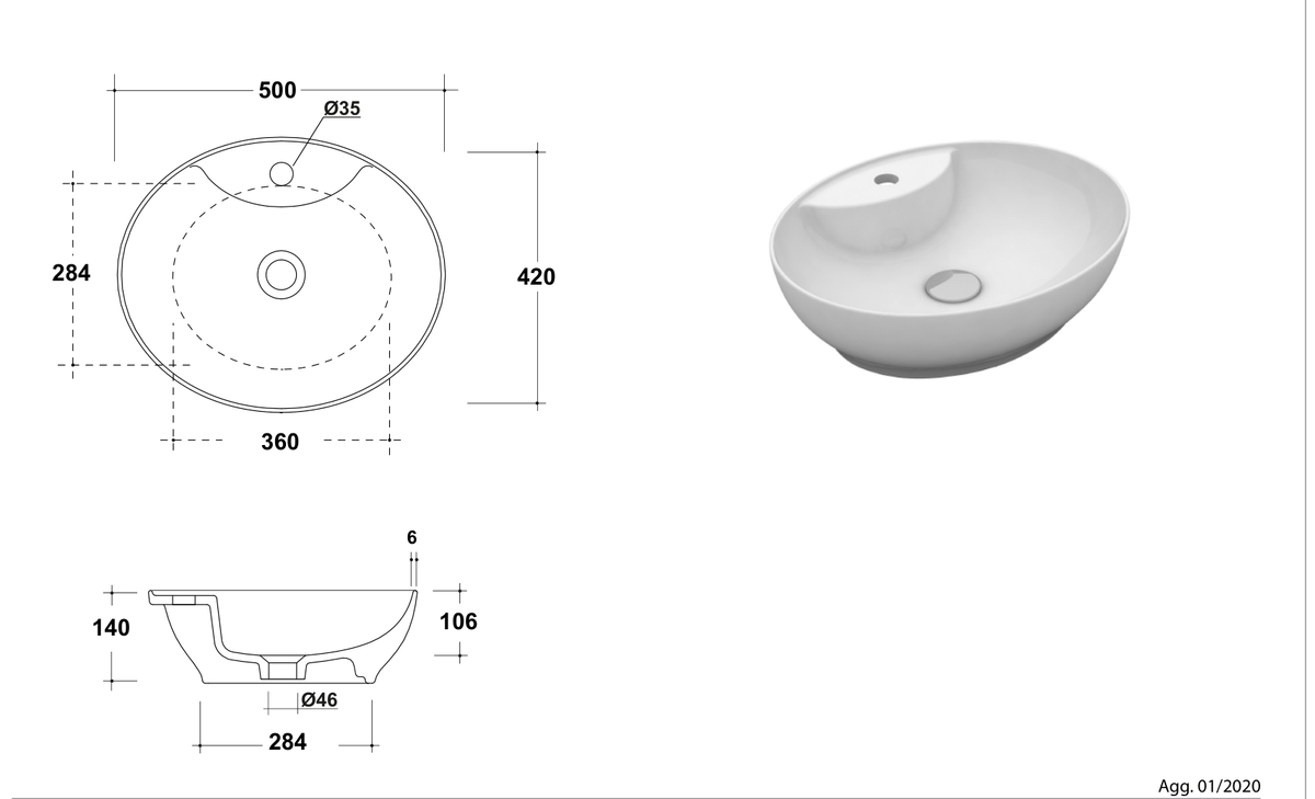 Basin technical dimensions