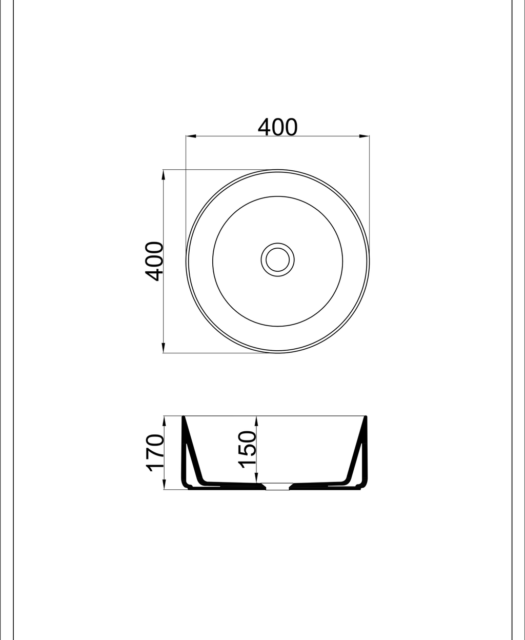 Basin technical dimensions