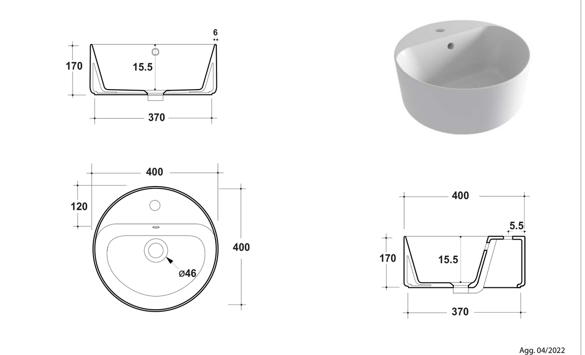 Basin technical dimensions