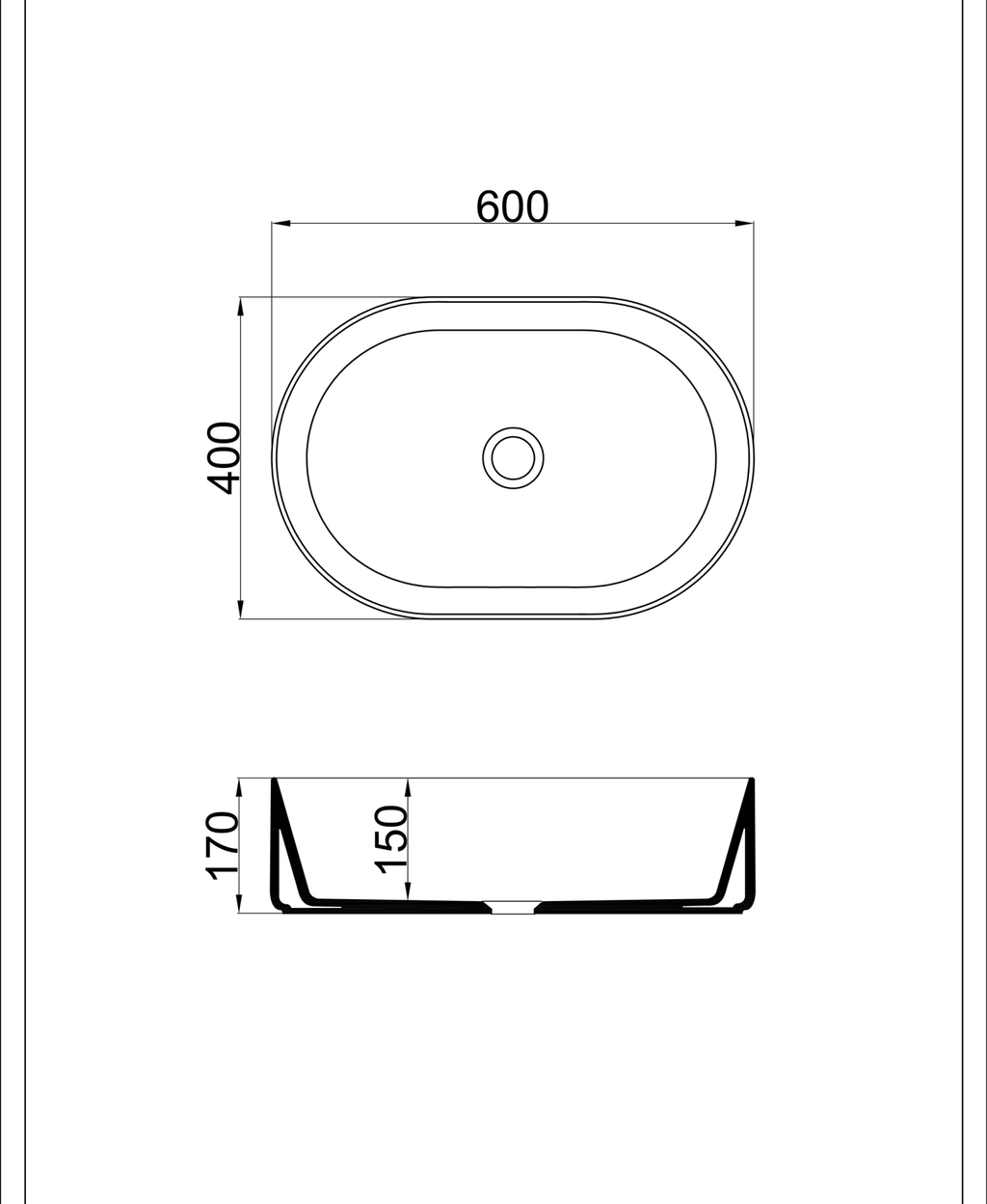 Basin technical dimensions
