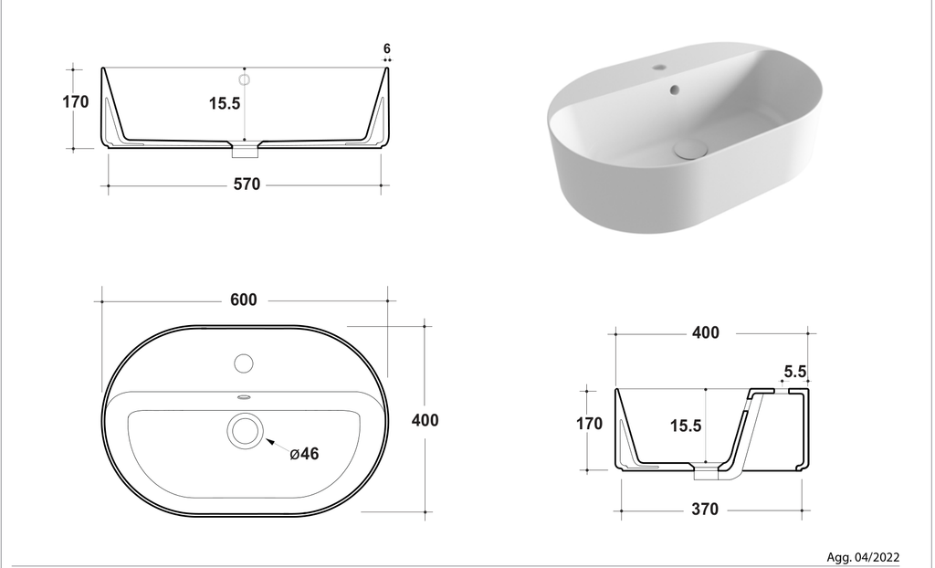 Basin technical dimensions