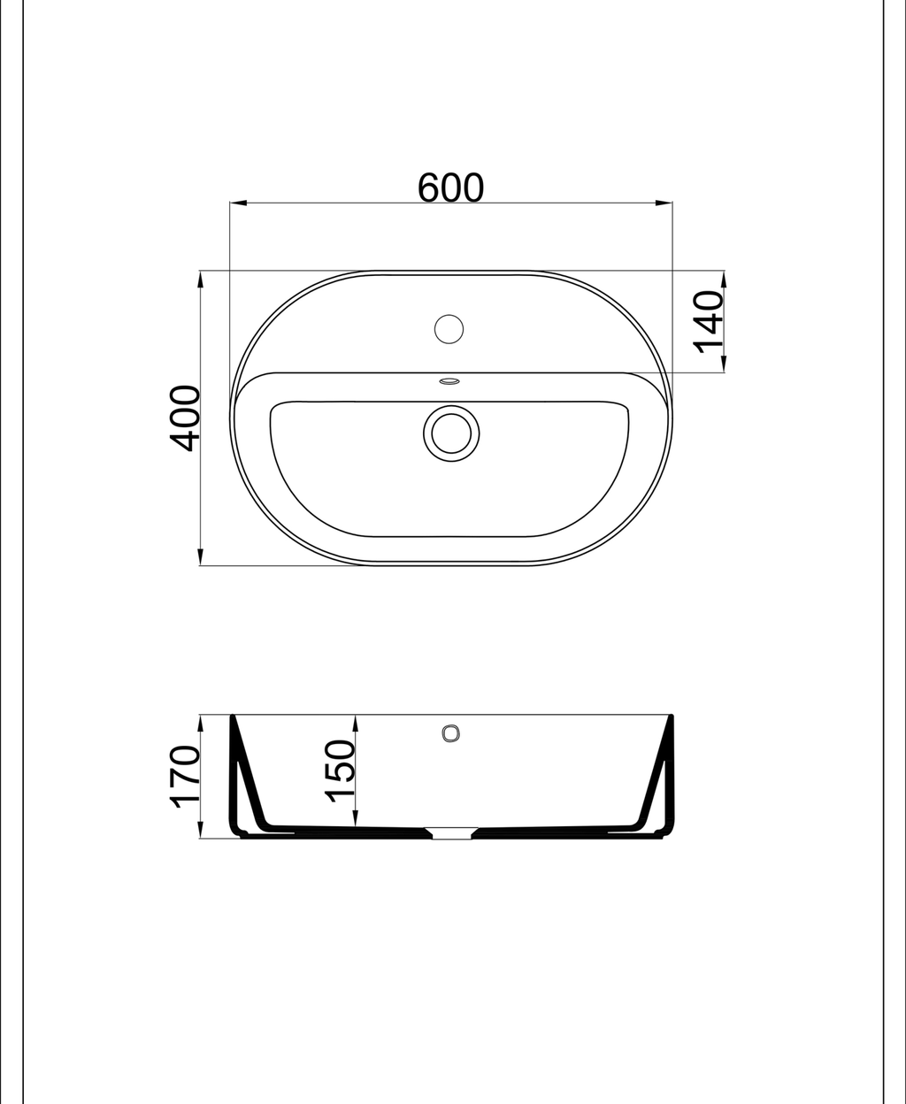 Basin technical dimensions