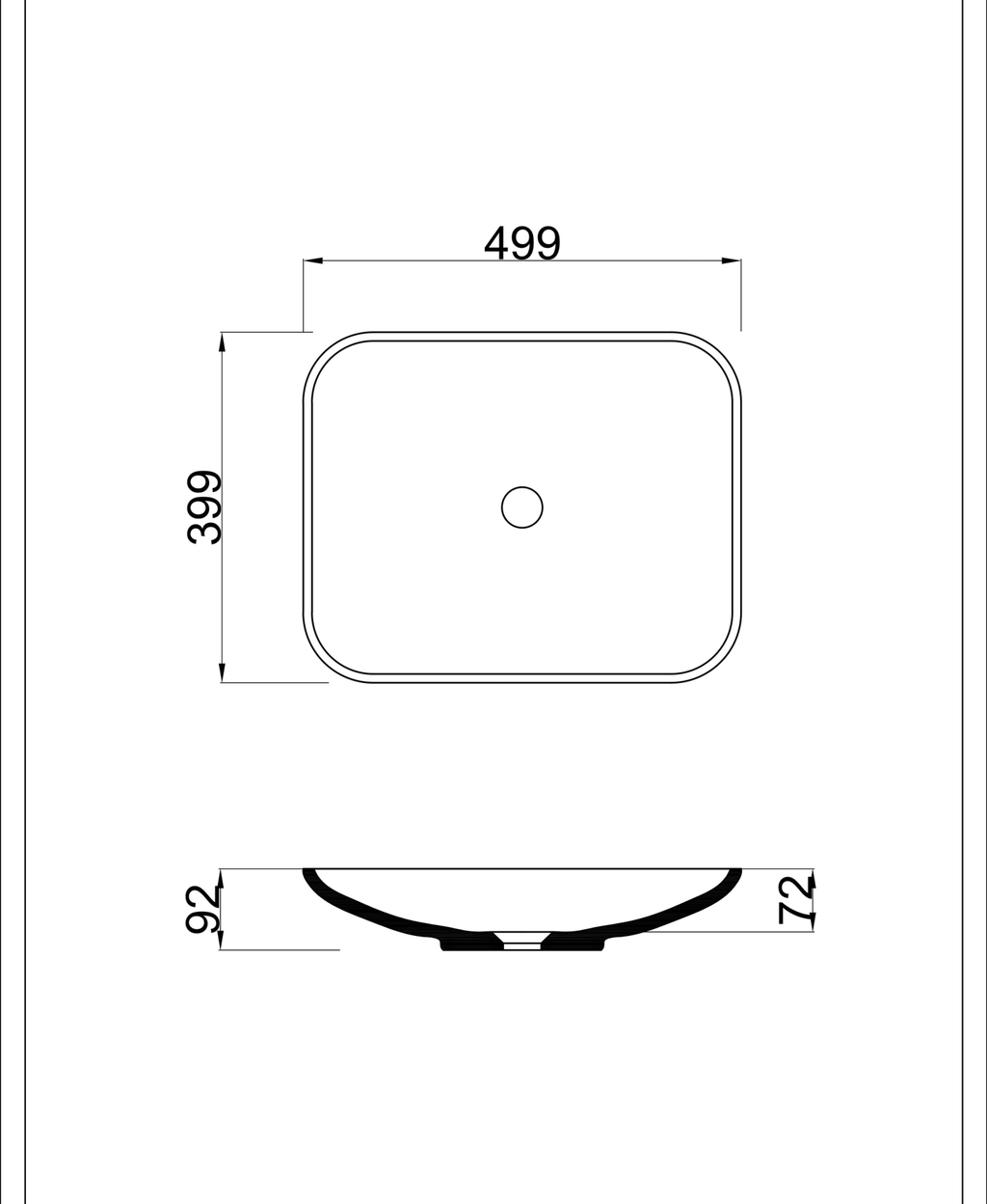 Basin technical dimensions