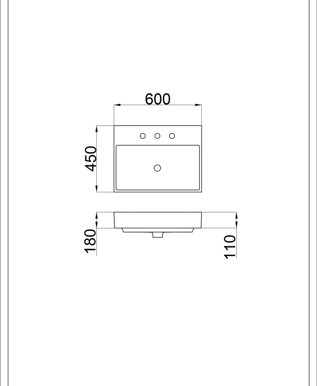 Basin technical dimensions