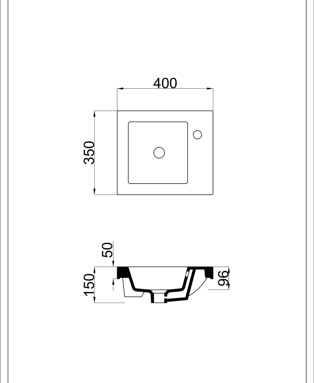 Basin technical dimensions