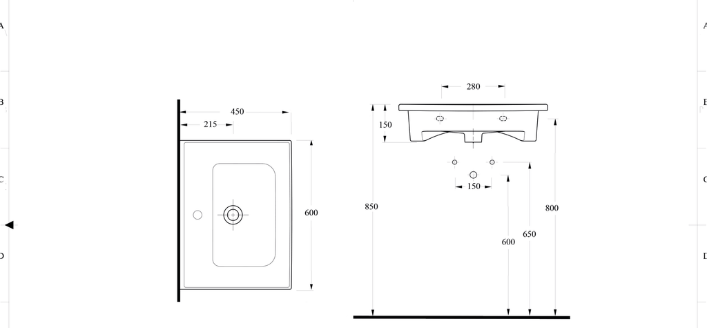 Basin technical dimensions