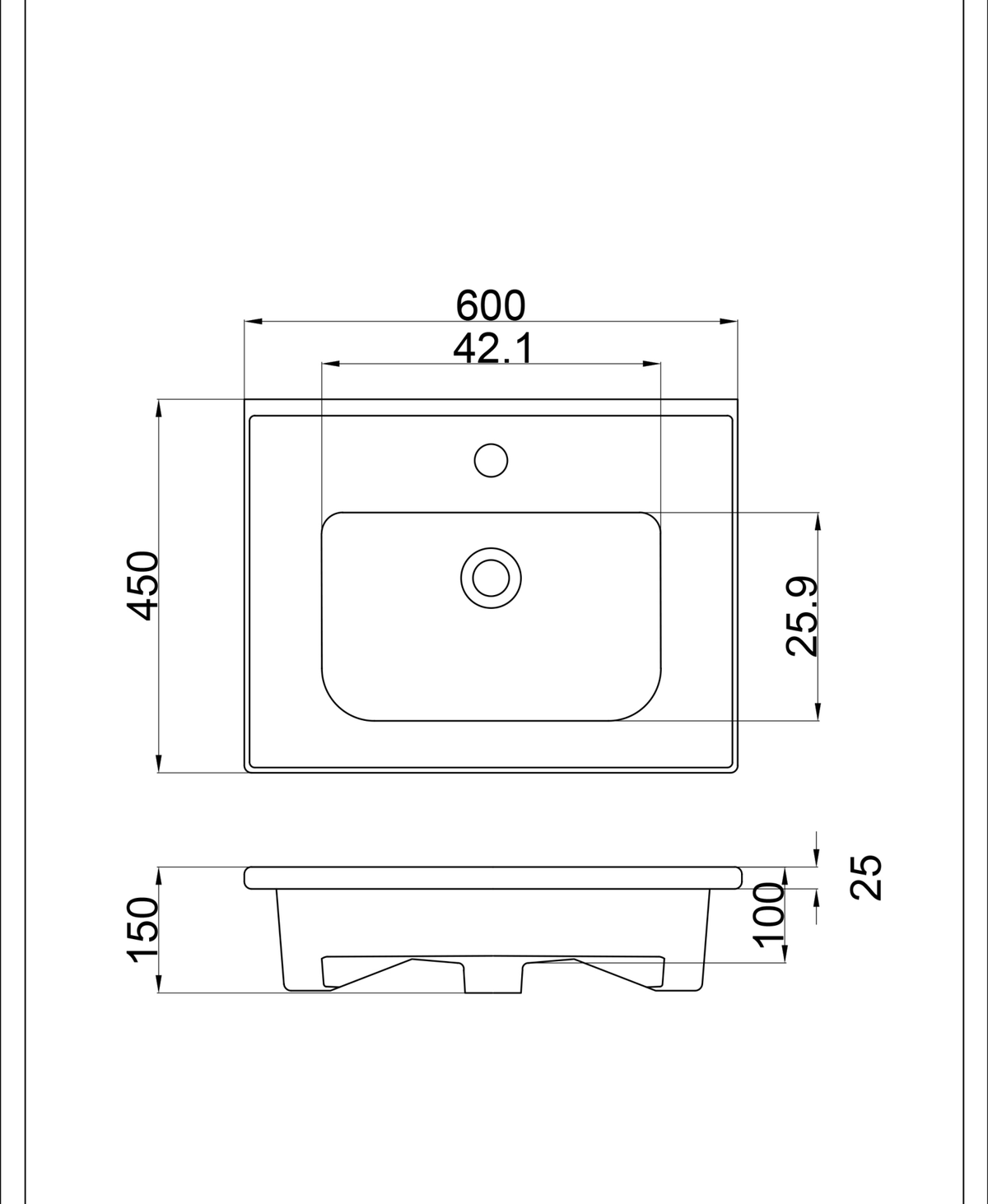 Basin technical dimensions