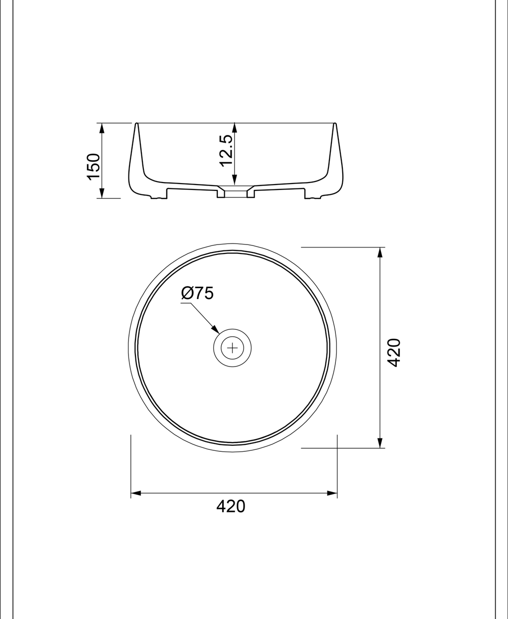 Basin technical dimensions
