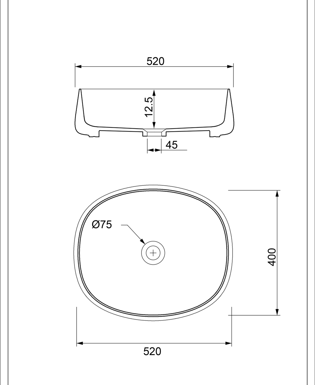 Basin technical dimensions