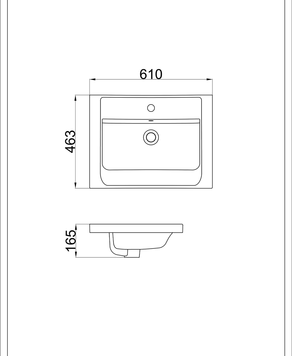 Basin technical dimensions
