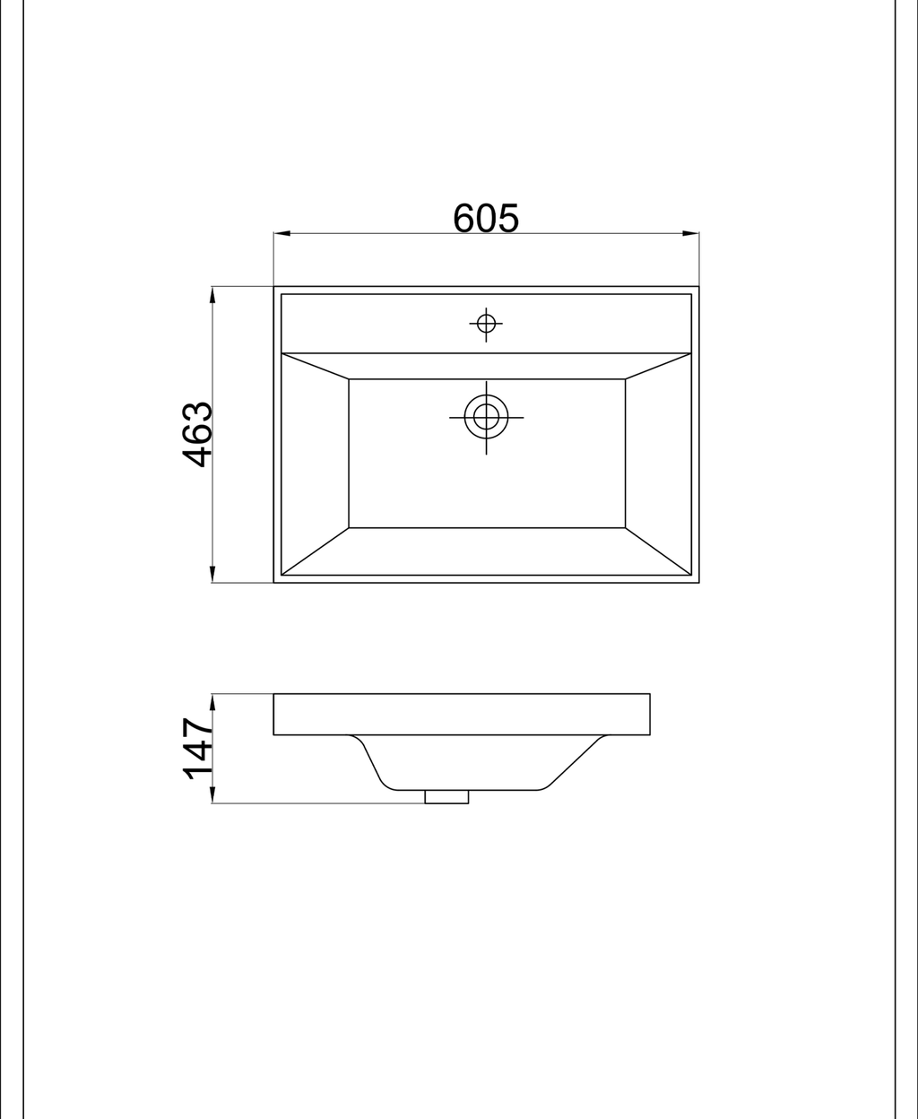 Basin technical dimensions