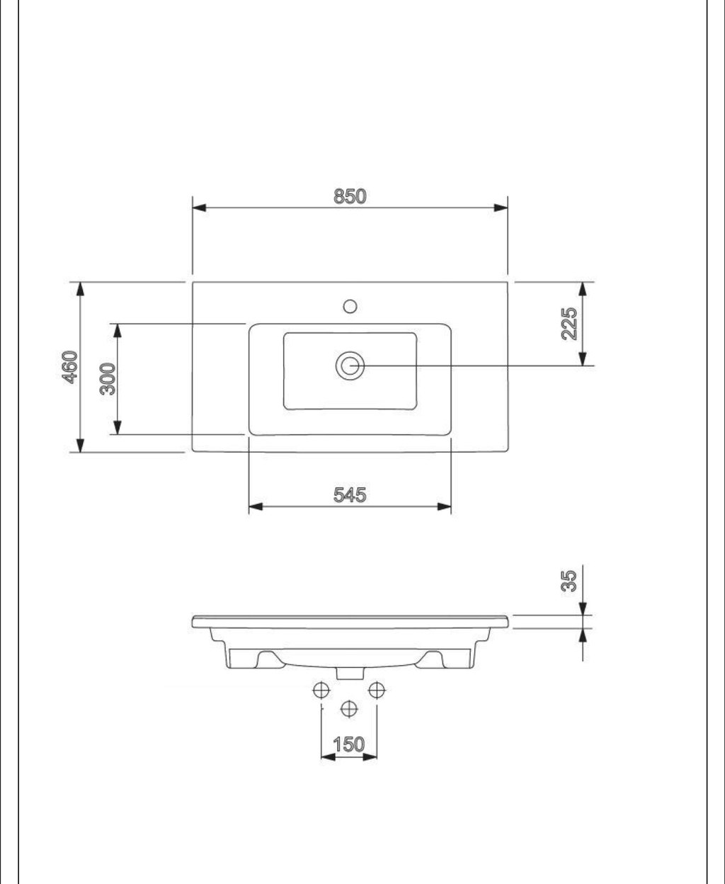 Basin technical dimensions