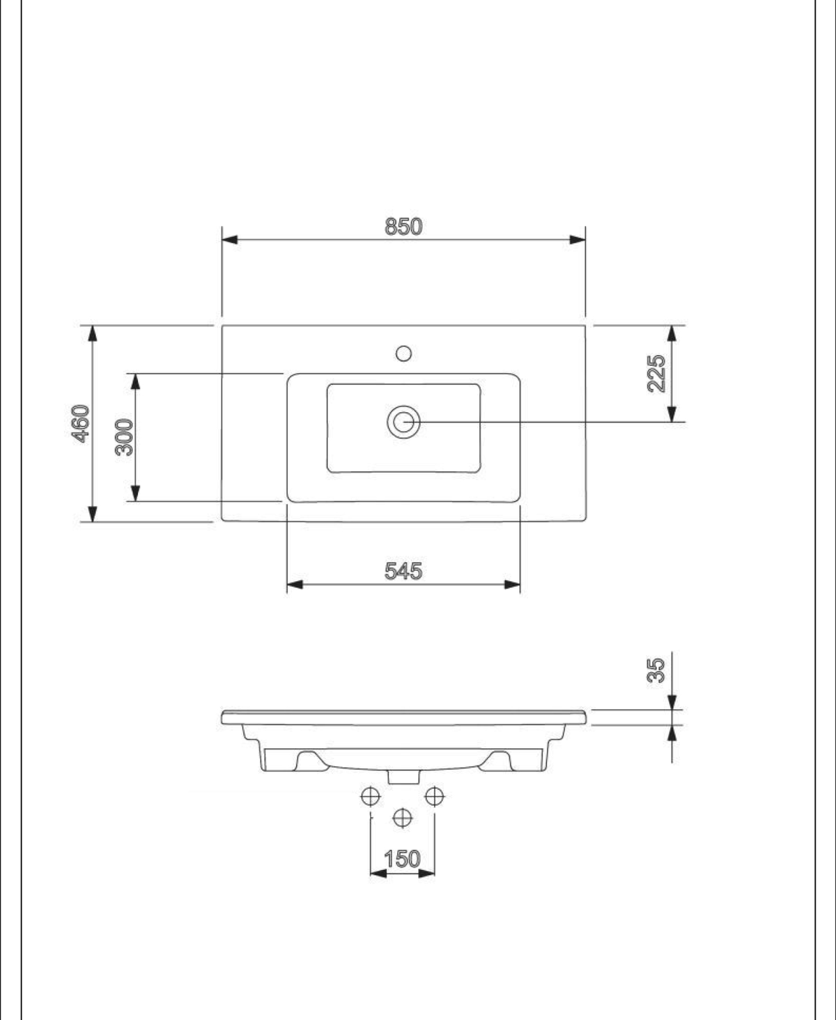 Basin technical dimensions