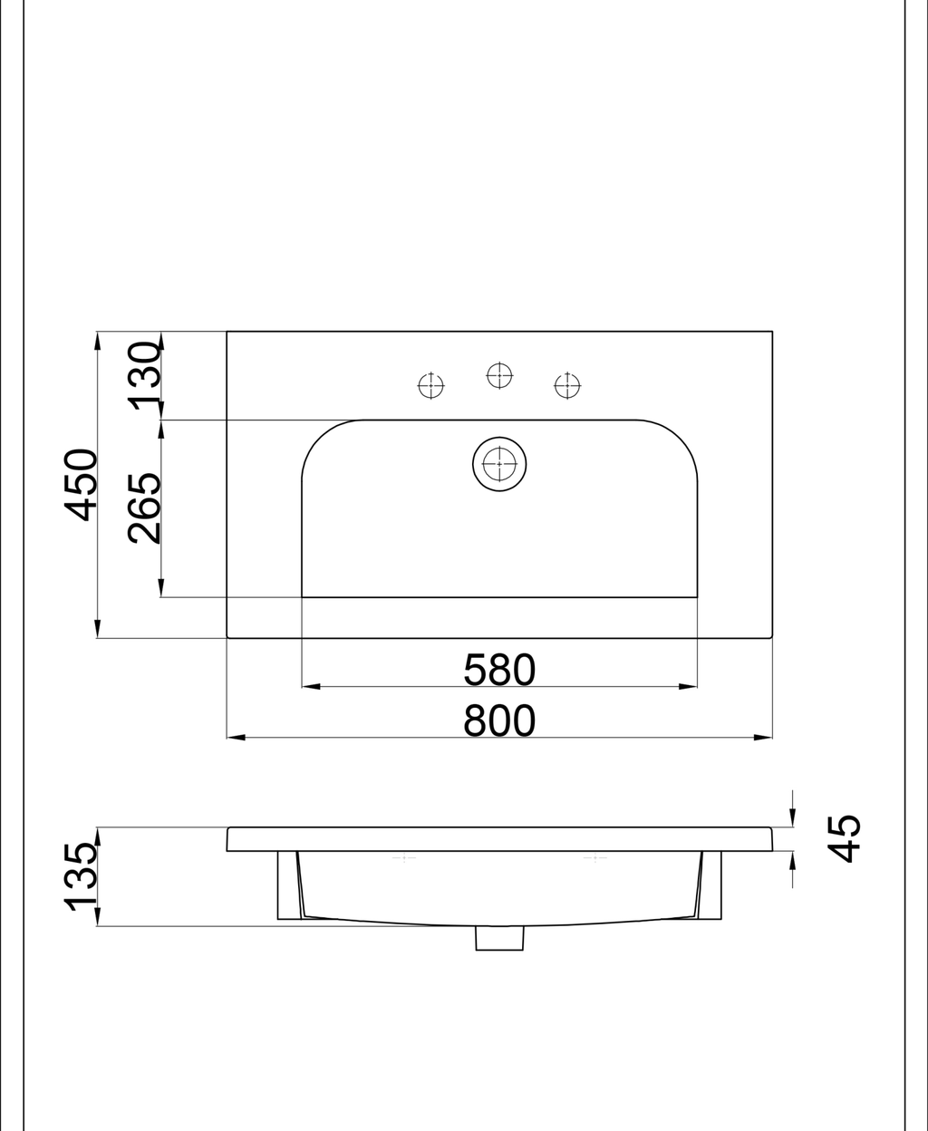 Basin technical dimensions