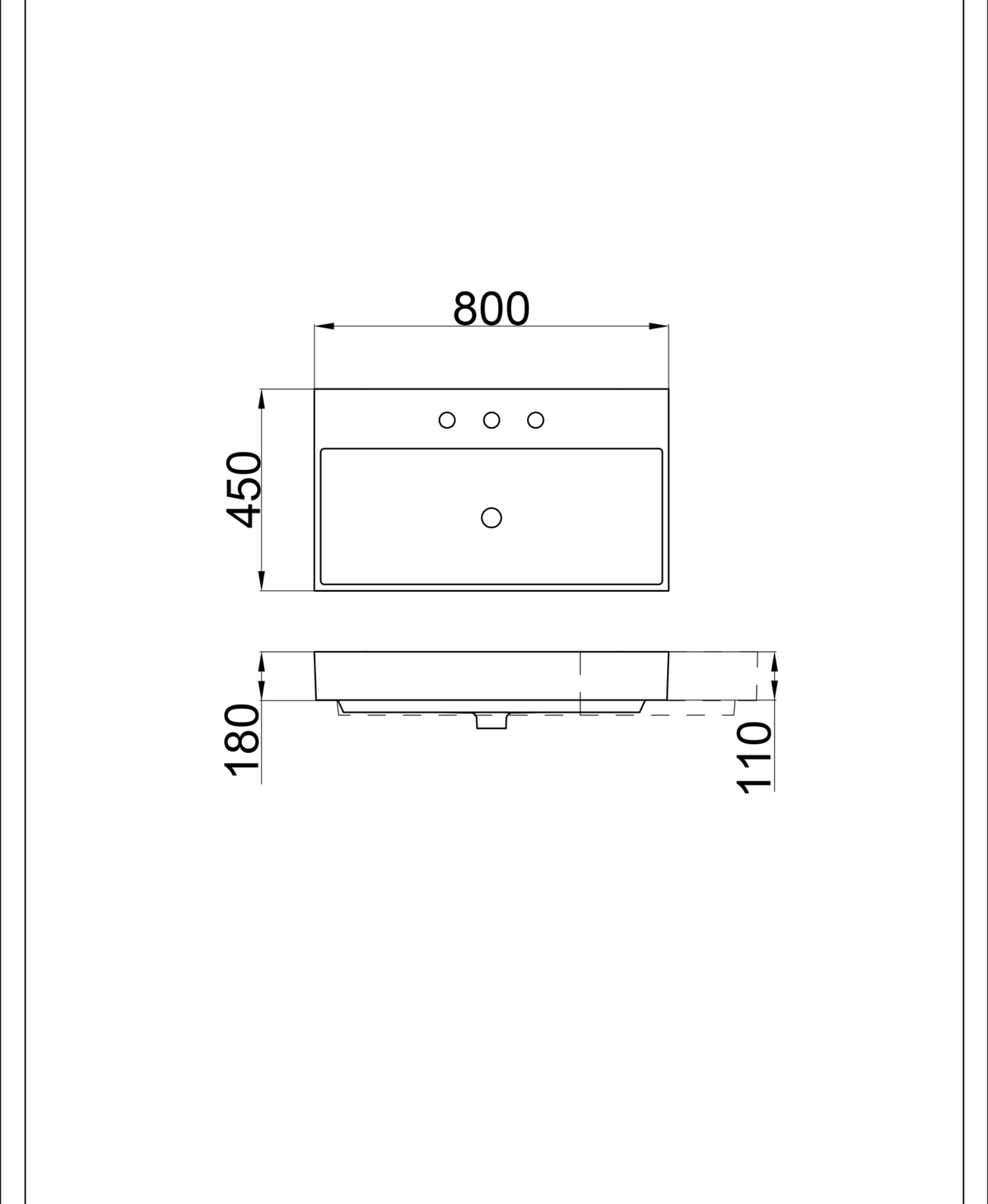 Basin technical dimensions