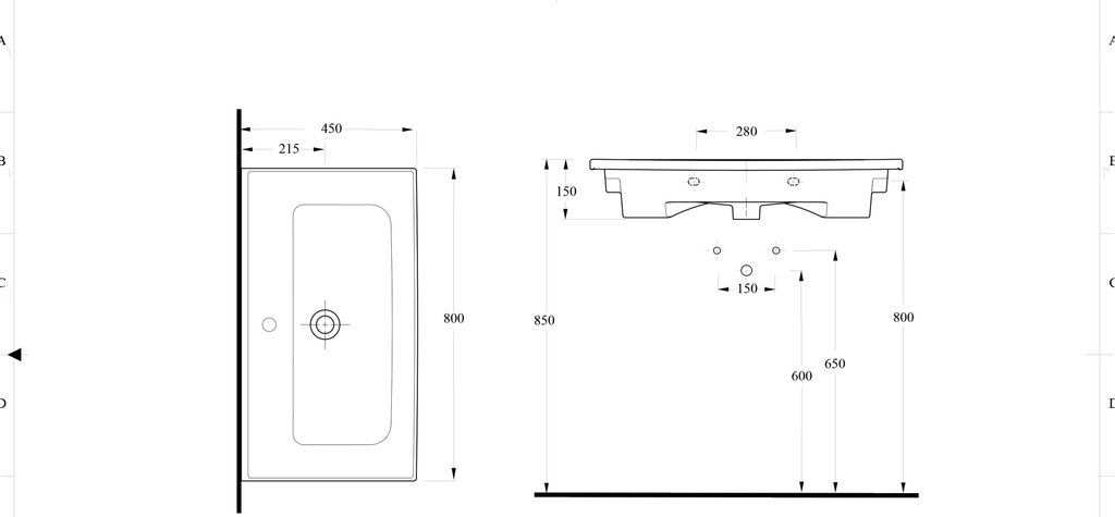Basin technical dimensions