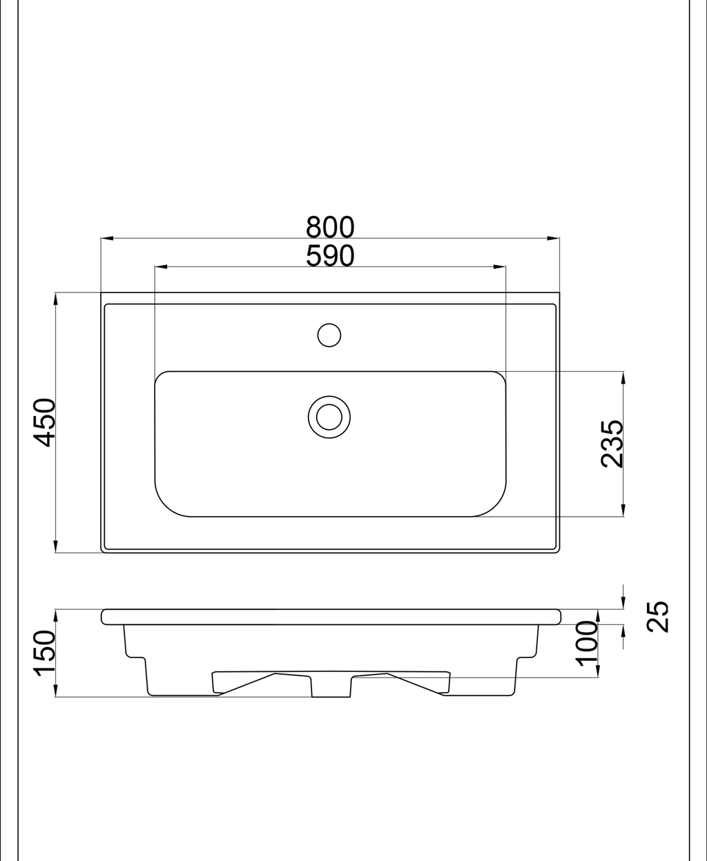 Basin technical dimensions