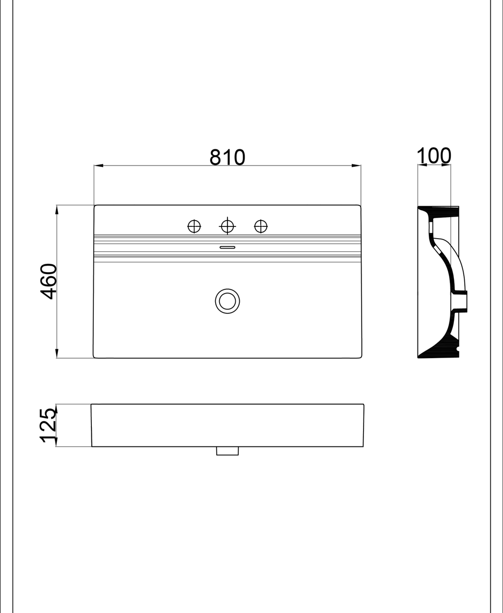 Basin technical dimensions