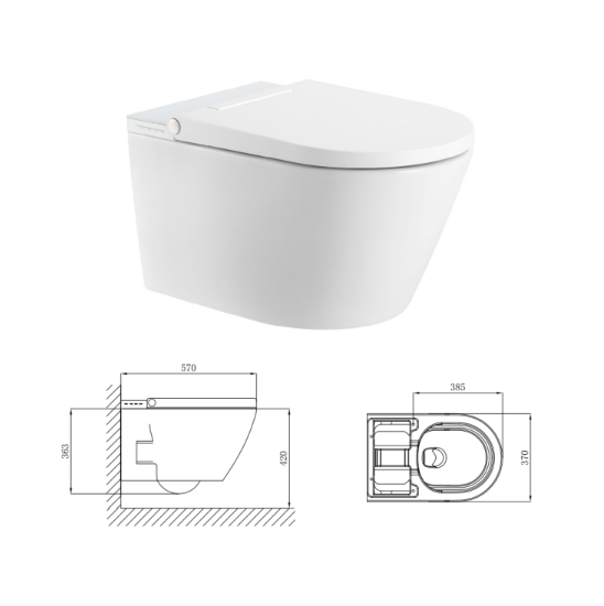 ROUND RIMLESS COMPLETE WALL HUNG SMART TOILET