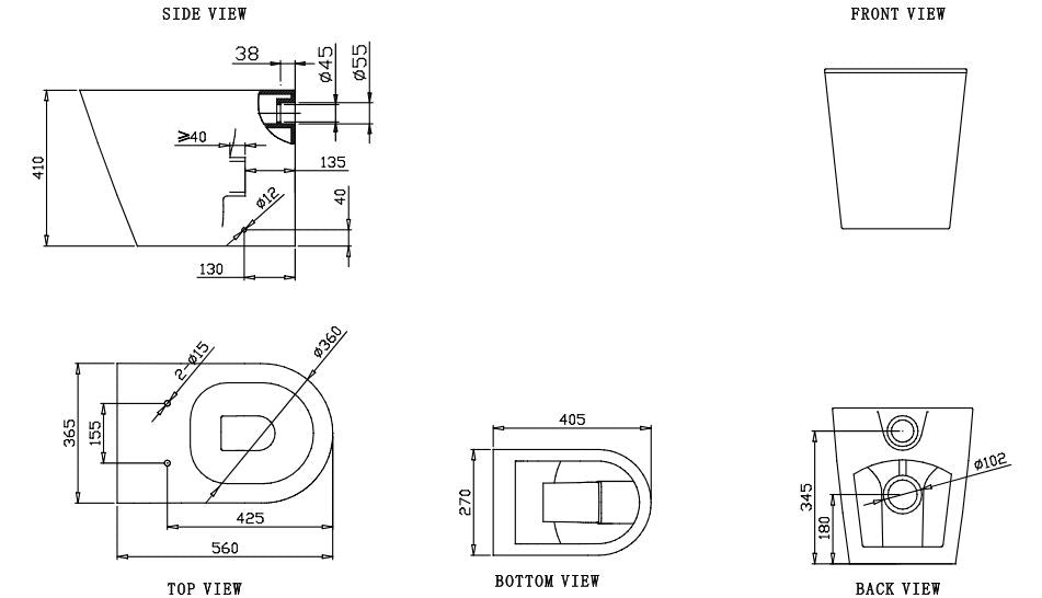 SPELLO RIMLESS FLOOR STANDING TOILET