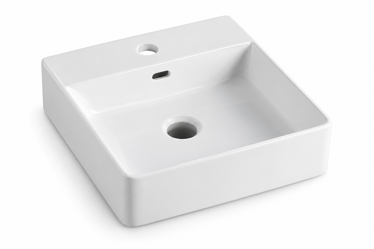 BPS BELLA SQUARE COUNTERTOP / WALL HUNG BASIN WHITE 420x420x125MM 228-42