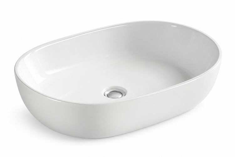 BPS BELLA OVAL COUNTERTOP BASIN WHITE 590x420x140MM 5006