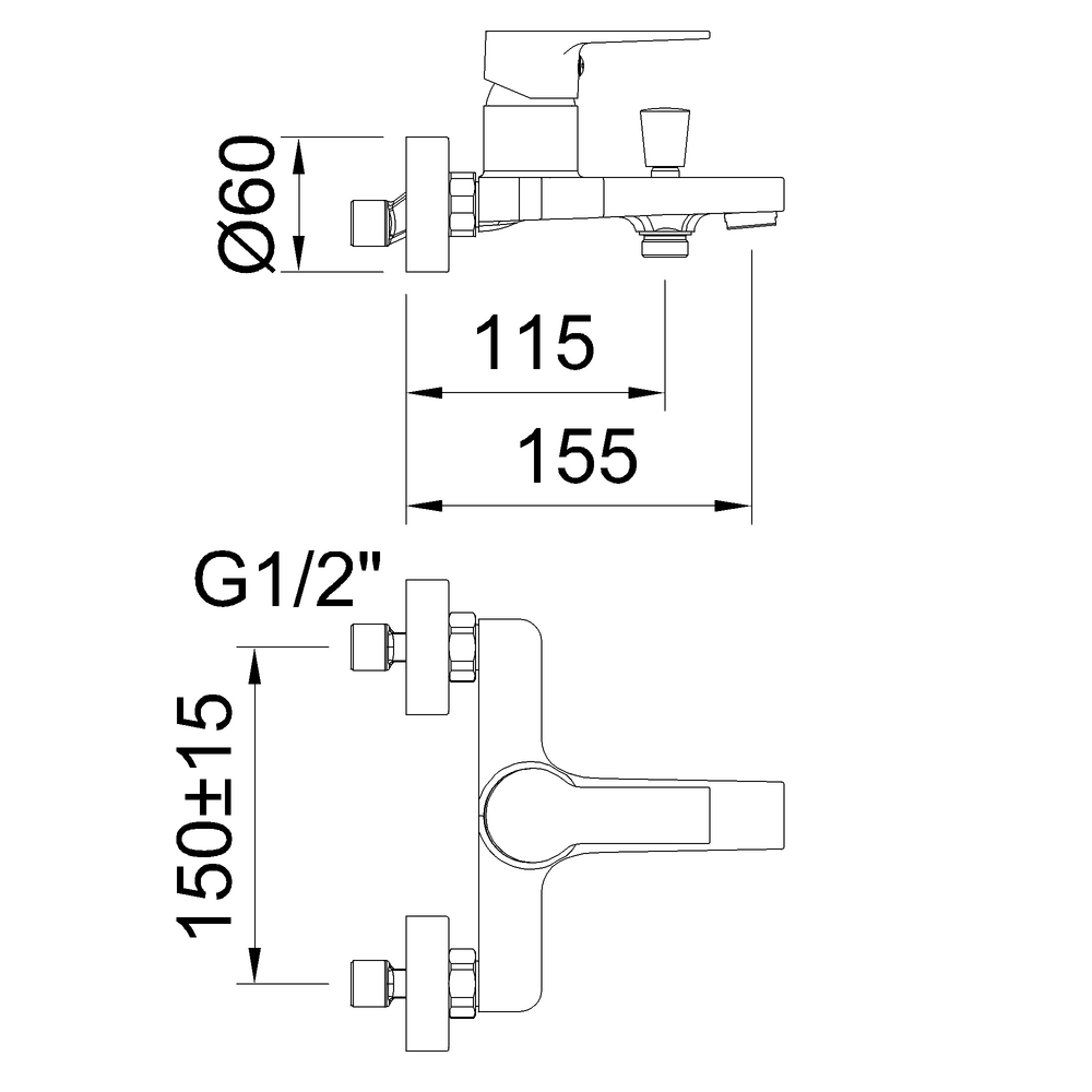 GO!2 Chrome Bath/Shower Mixer