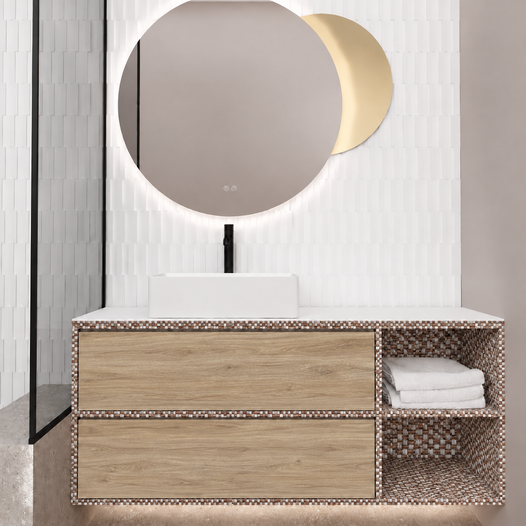 Double Drawer With Shelf — cabinet finish 245, drawer finish 331, W countertop