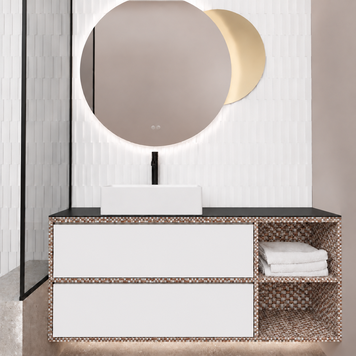 Double Drawer With Shelf — cabinet finish 245, drawer finish 6010, B countertop