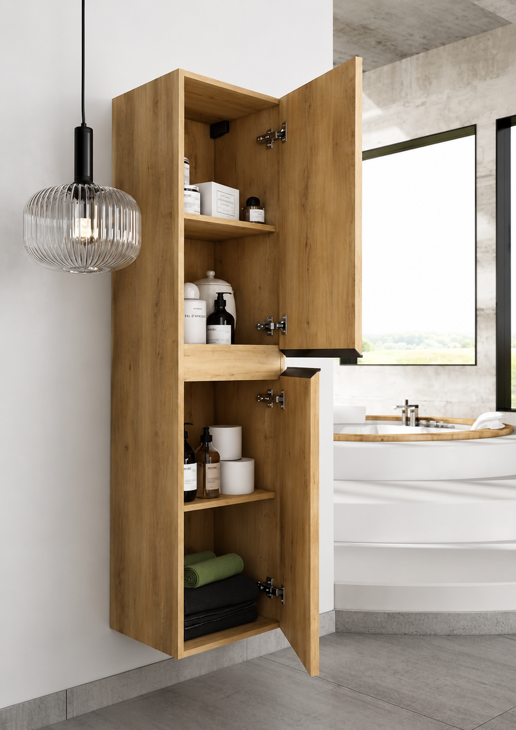 BLACK INGLET ROBLE OSTIPPO WALL HUNG COLUMN CABINET 350x310x150MM