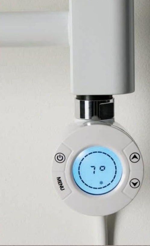 ERCOS Elettra Digitale digital thermostat close-up showing the temperature display and control buttons