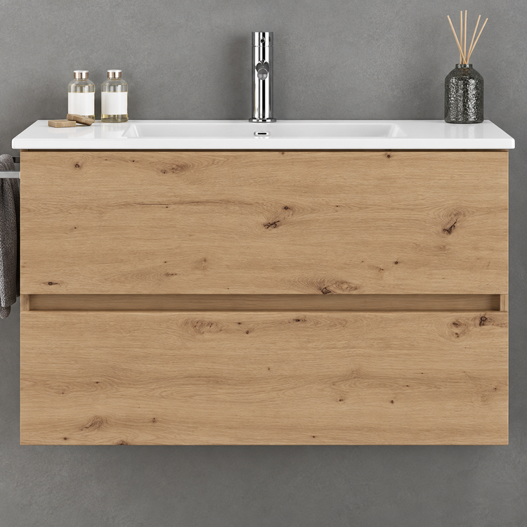 EURO1 Denver 60 cm wall-hung vanity with two drawers and ceramic basin
