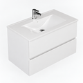 EURO1 white 60 cm reduced-depth vanity with Vinte basin and two drawers