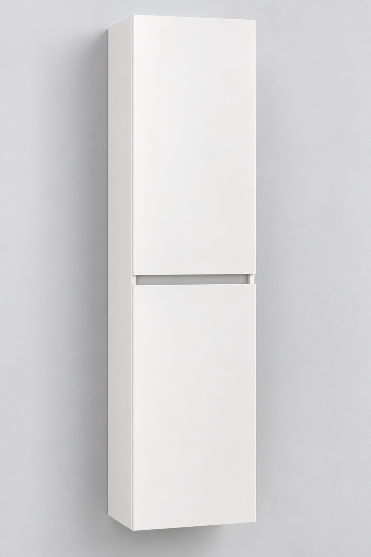 EURO1 white wall-hung bathroom column cabinet with two doors, 35 × 25 × 150 cm