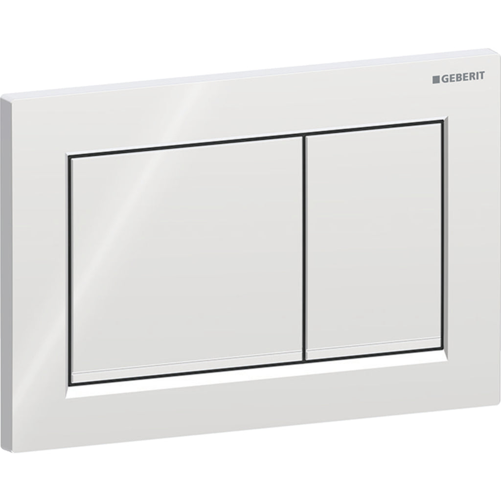 Geberit Omega20 actuator plate, square, dual flush — Plate, Button: chrome / glossy, Design stripes: chrome / matt — Product photo