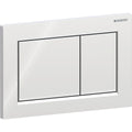 Geberit Omega20 actuator plate, square, dual flush — Plate, Button: chrome / glossy, Design stripes: chrome / matt — Product photo