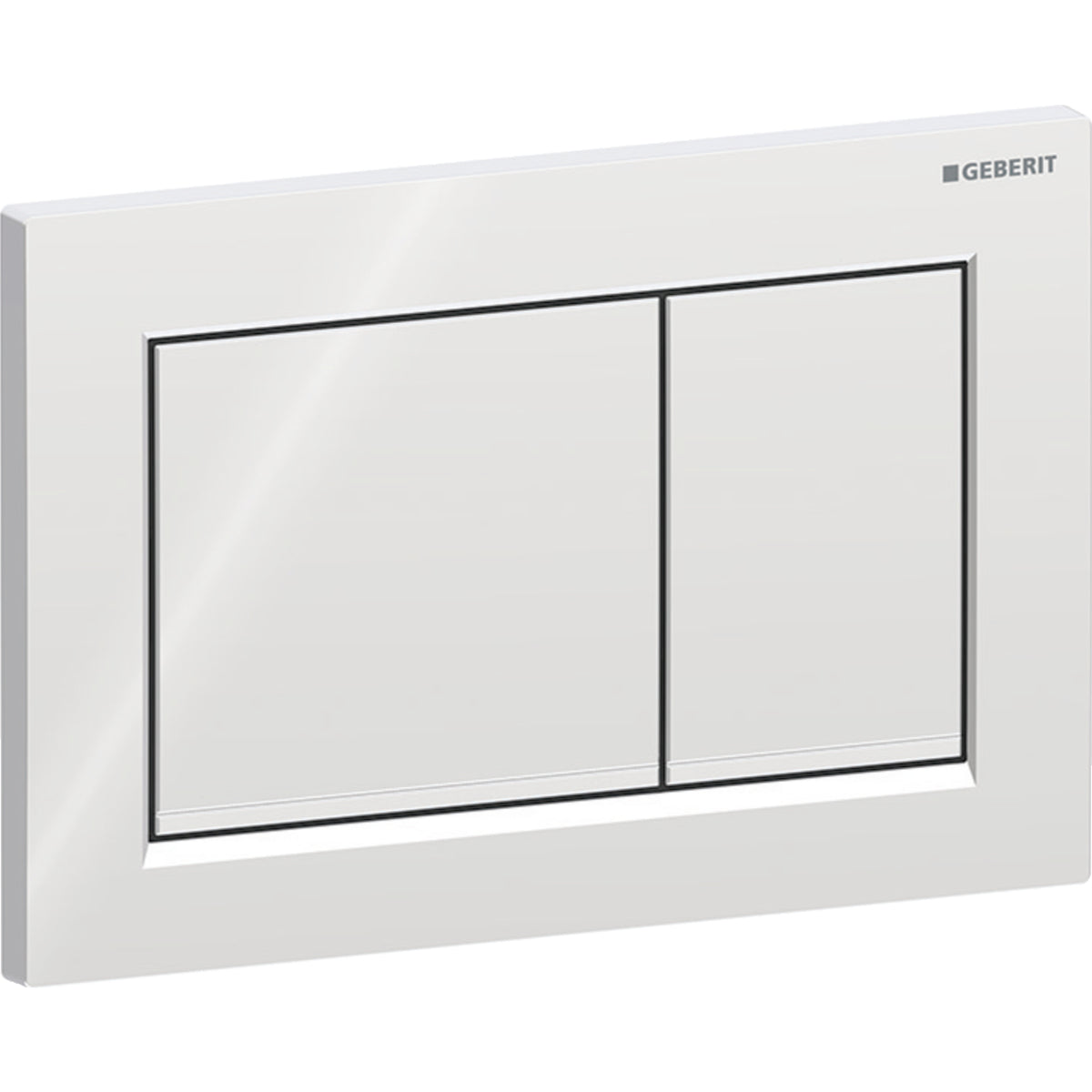Geberit Omega20 actuator plate, square, dual flush — Plate, Button: chrome / glossy, Design stripes: chrome / matt — Product photo