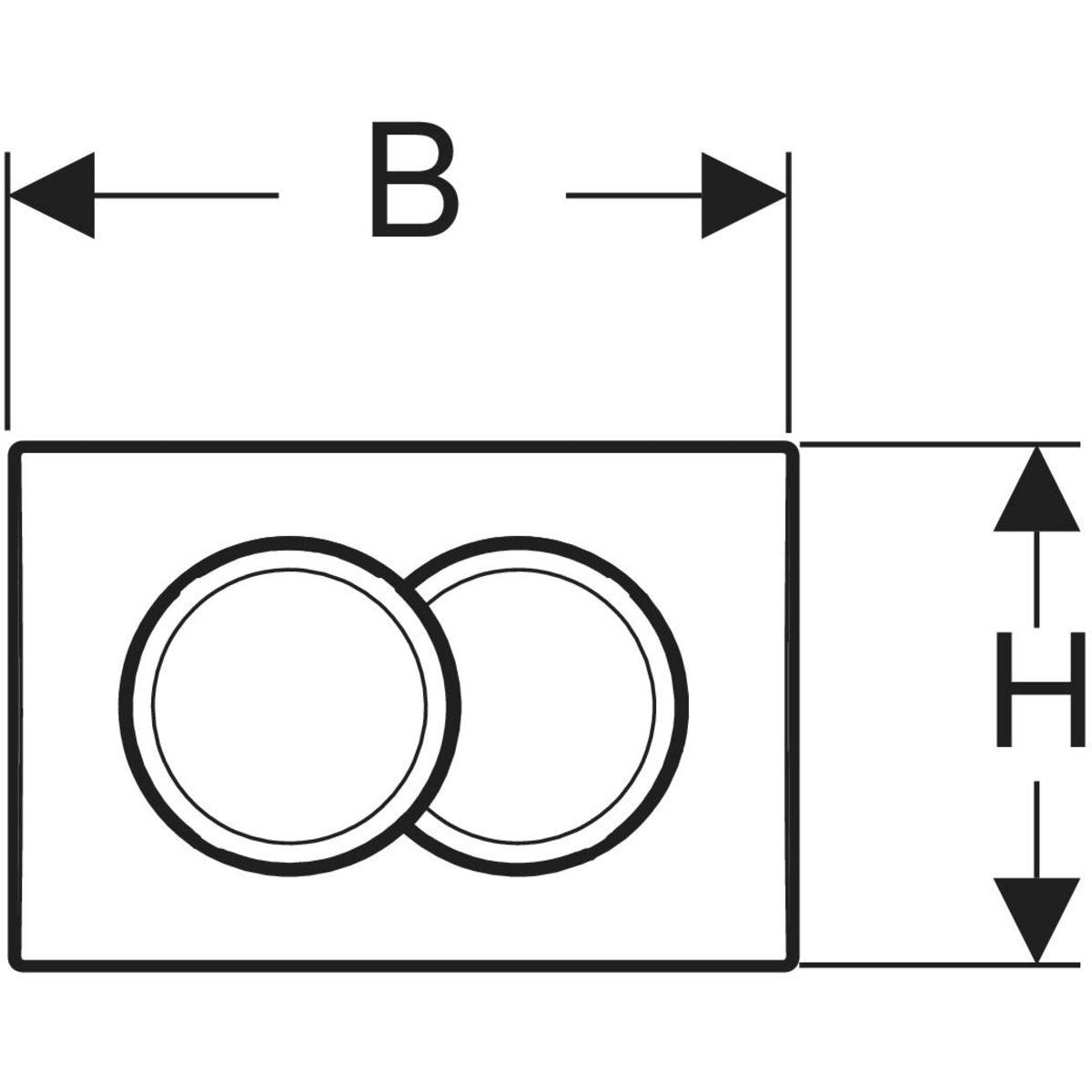 Geberit Delta01 actuator plate, round, dual flush — Plate, Button: white / glossy — Technical drawing