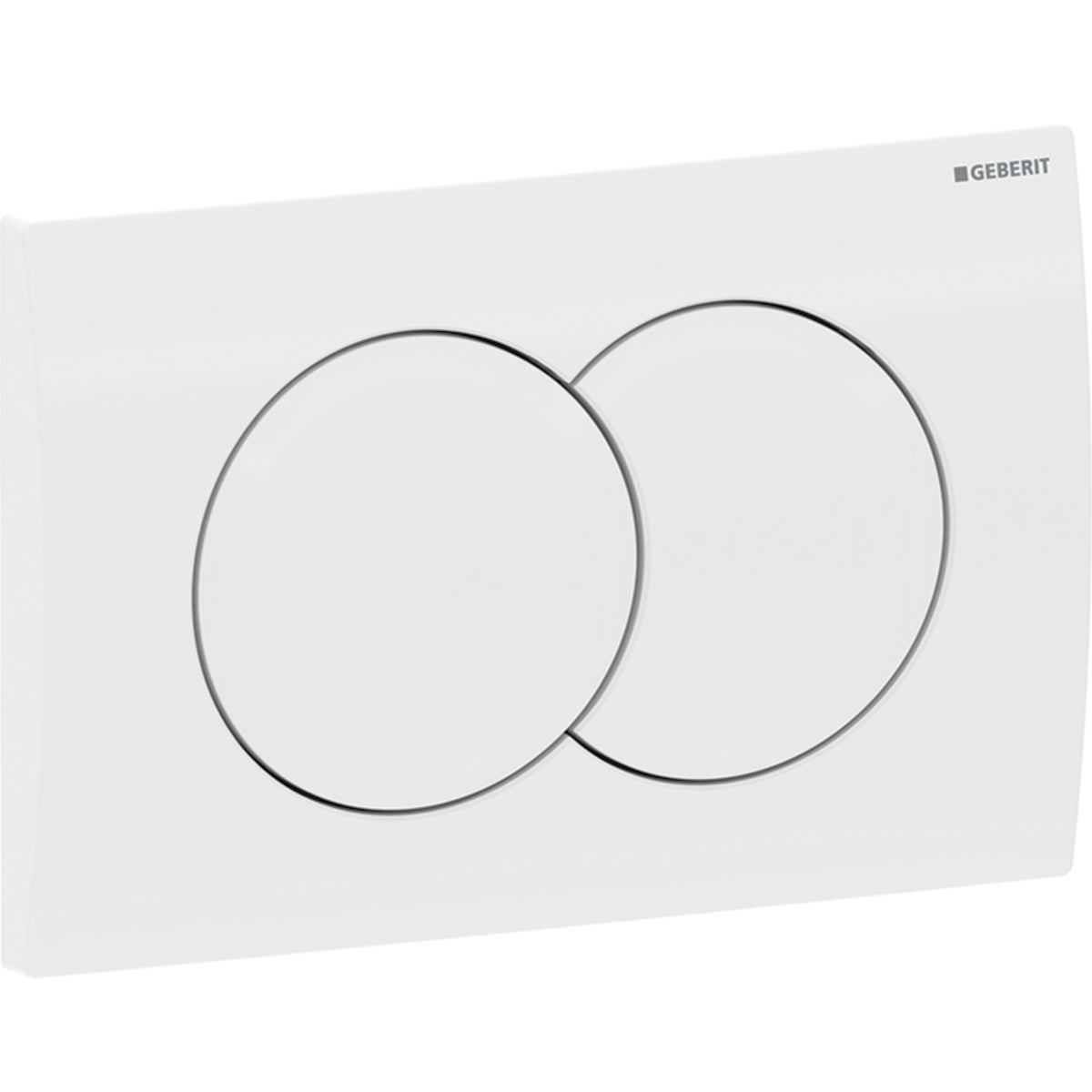Geberit Delta01 actuator plate, round, dual flush — Plate, Button: white / glossy — Product photo