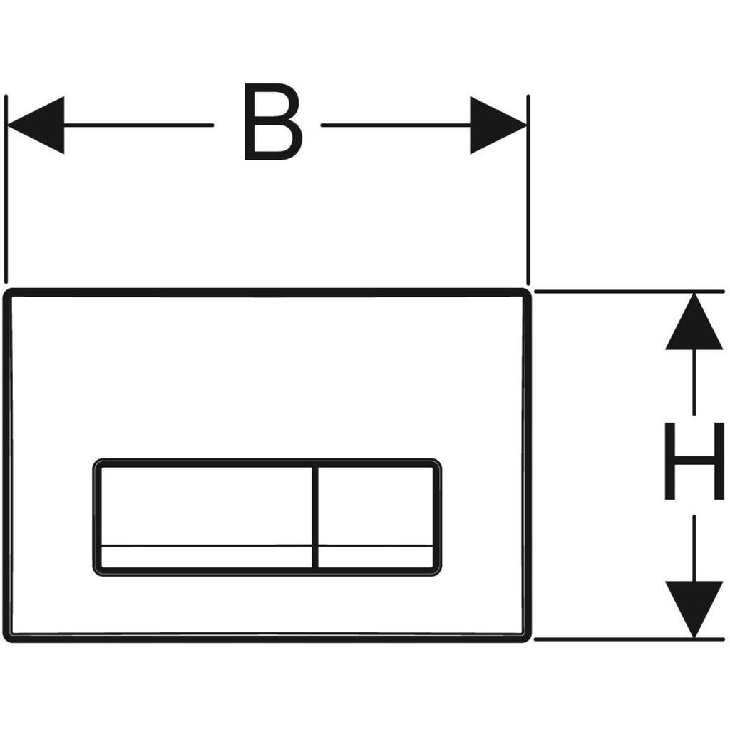 Geberit Delta50 actuator plate, square, dual flush — Plate, Button: chrome / glossy — Technical drawing