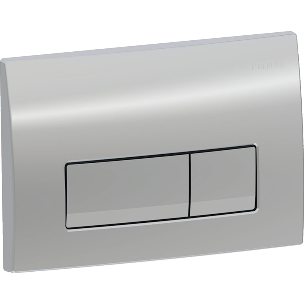 Geberit Delta50 actuator plate, square, dual flush — Plate, Button: chrome / glossy — Product photo