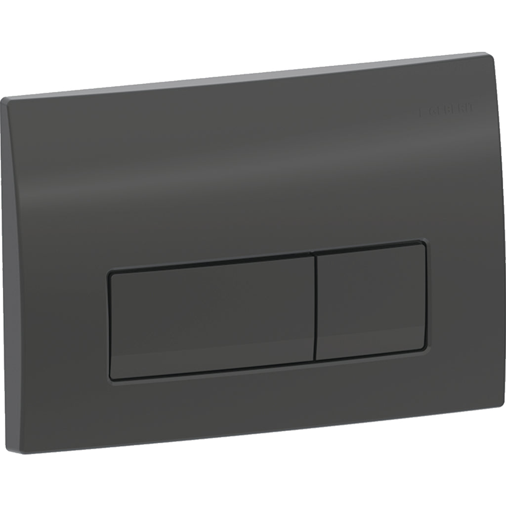 Geberit Delta50 actuator plate, square, dual flush — Plate, Button: black / glossy — Product photo