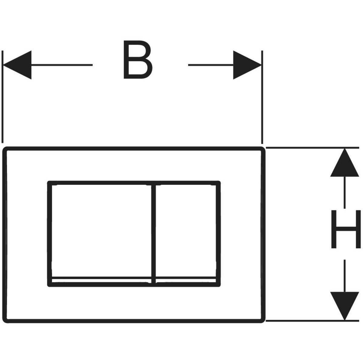 Geberit Delta20 actuator plate, square, dual flush — Plate, Button: chrome / glossy — Technical drawing
