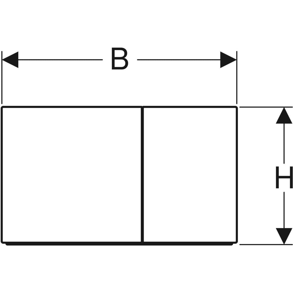 Geberit Sigma70 actuator plate, square, dual flush — Button: white matt / easy-to-clean coated, B=25cm — Technical drawing