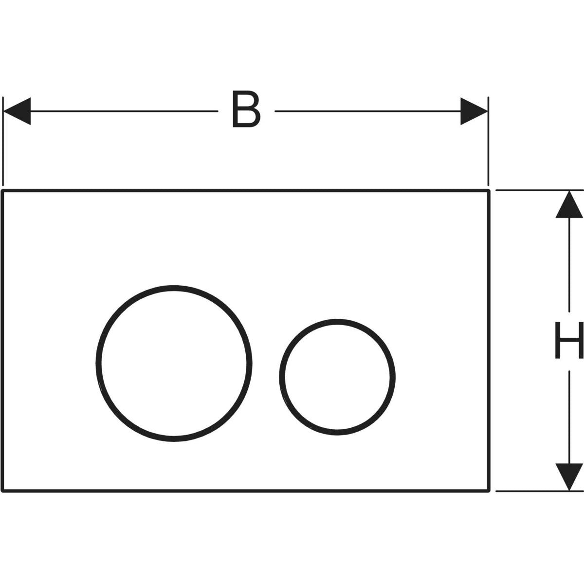 Geberit Sigma40 actuator plate, round, dual flush — Plate, Button: brushed, easy-to-clean coated — Technical drawing
