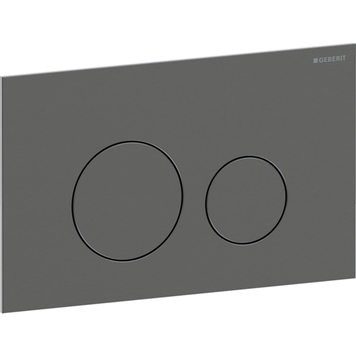 Geberit Sigma40 actuator plate, round, dual flush — Plate, Button: black chrome / brushed, easy-to-clean coated — Product photo