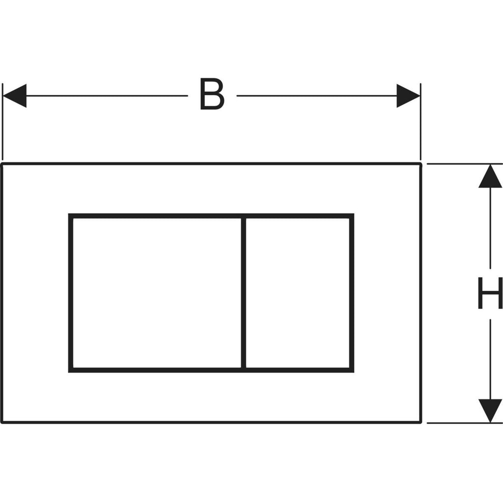 Geberit Sigma40 actuator plate, square, dual flush — Plate, Button: brushed, easy-to-clean coated — Technical drawing