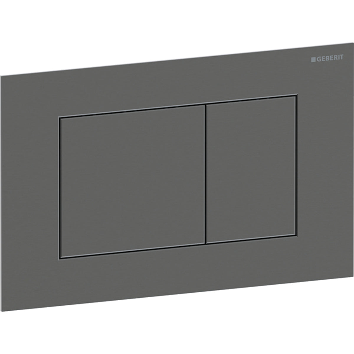 Geberit Sigma40 actuator plate, square, dual flush — Plate, Button: black chrome / brushed, easy-to-clean coated — Product photo
