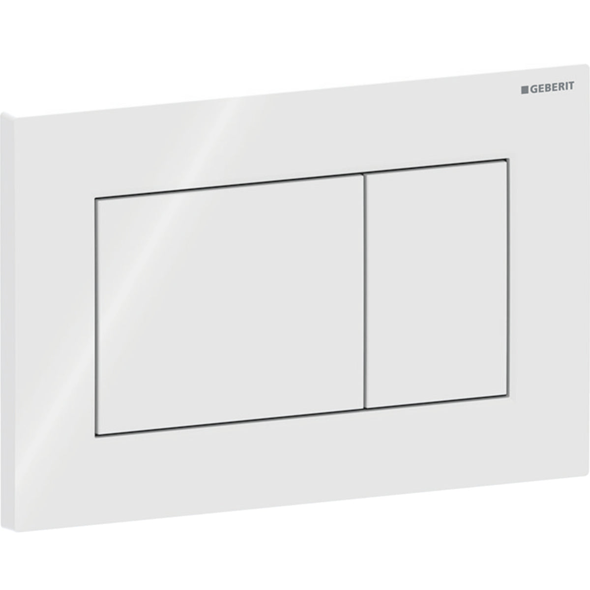Geberit Sigma01 actuator plate, square, dual flush — Plate, Button: white / glossy — Product photo