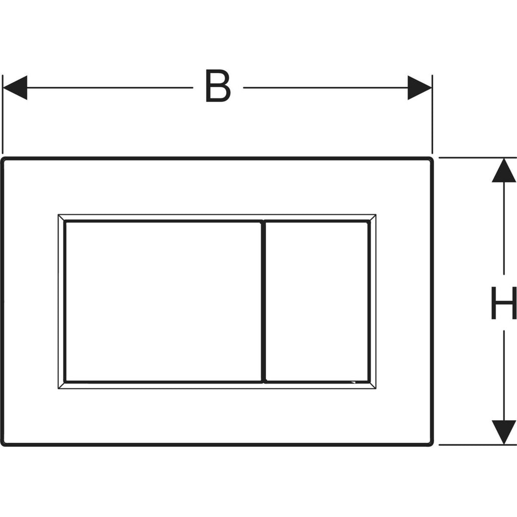 Geberit Sigma01 actuator plate, square, dual flush — Plate, Button: chrome / glossy — Technical drawing